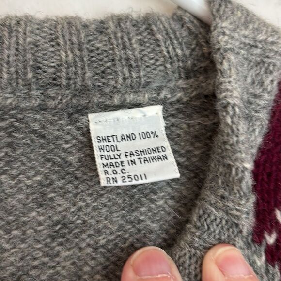 Parker of Vienna Vintage men’s 100% Shetland wool argyle preppy knit sweater XL - Picture 6 of 8